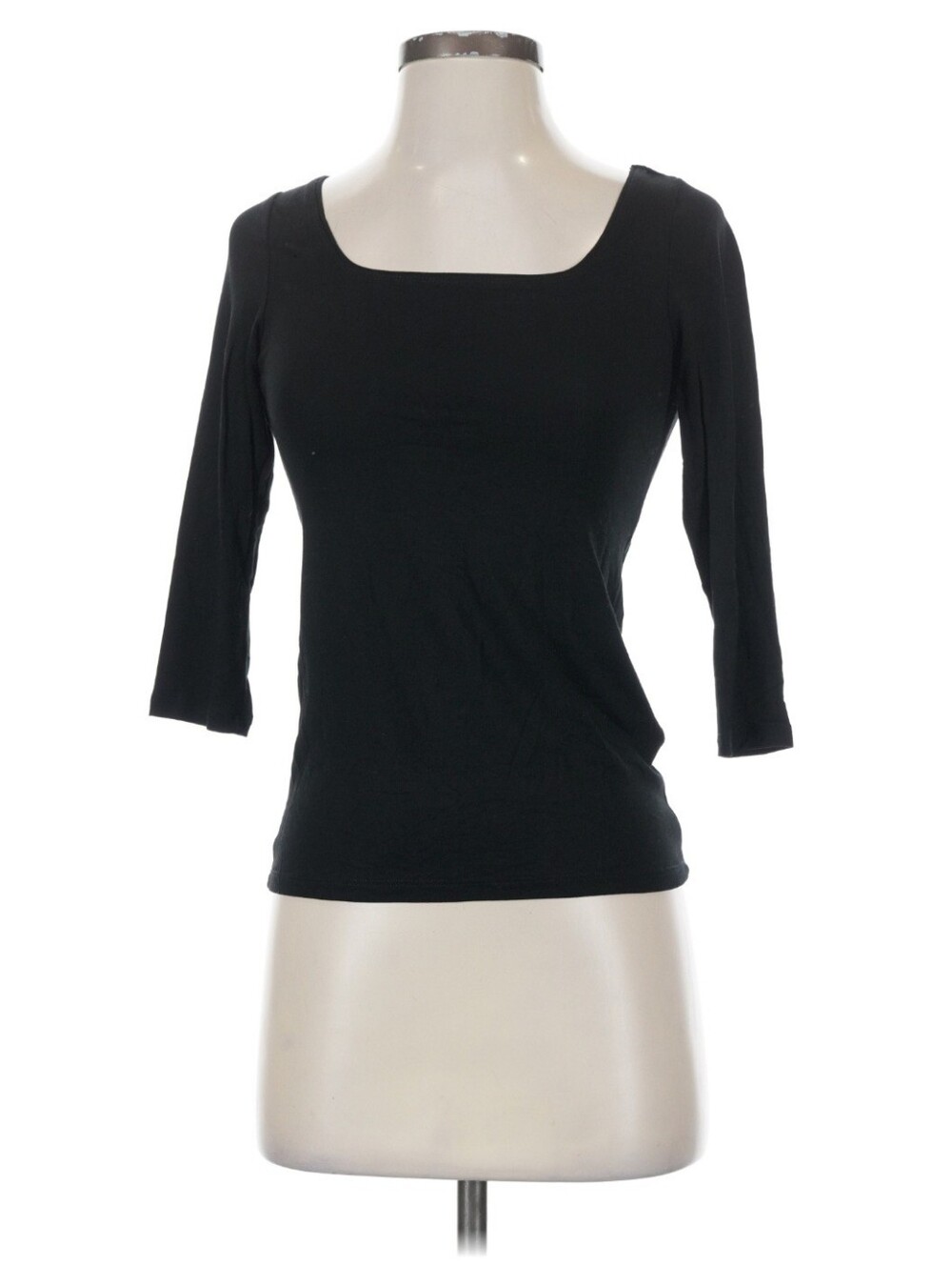 Pure Collection Black Square-Neck 3/4 Sleeve Top